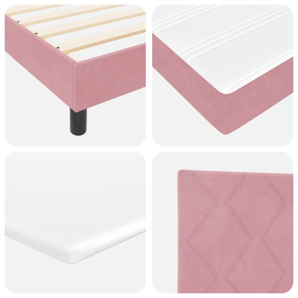 vidaXL Boxspring Ágy Mattal és LED Világítással Rózsaszín 80x200 cm Bársonyos