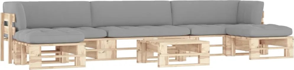 vidaXL 6 részes impregnált fenyőfa raklapgarnitúra párnákkal