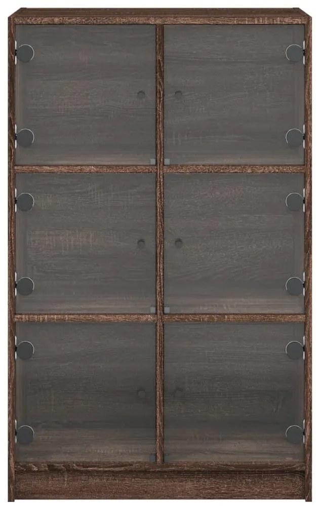 barna tölgyszínű szerelt fa magasszekrény ajtókkal 68x37x109 cm