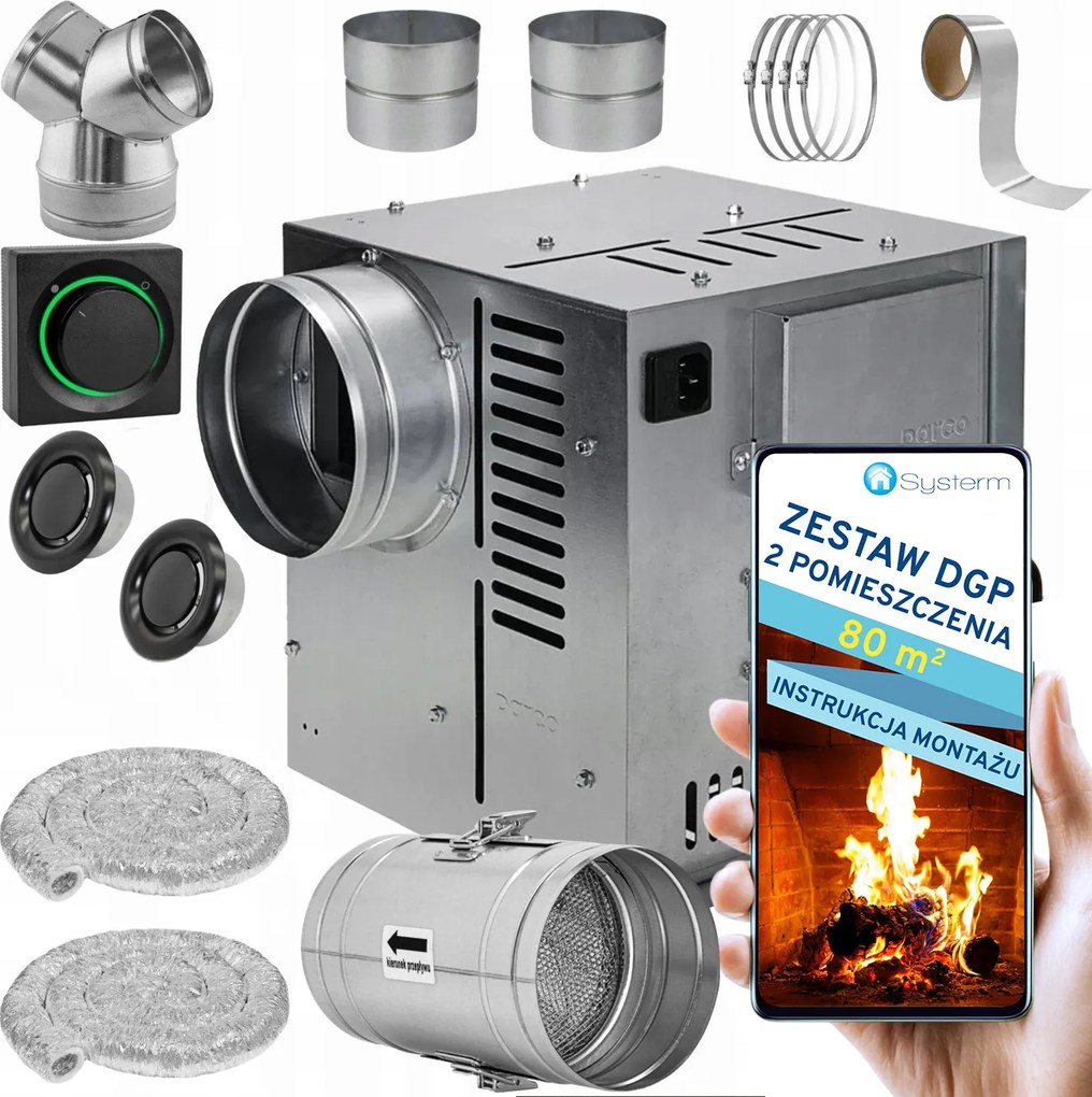 Kandalló Turbina Kandallóventilátor Szett Dgp 2 helyiség 80m2