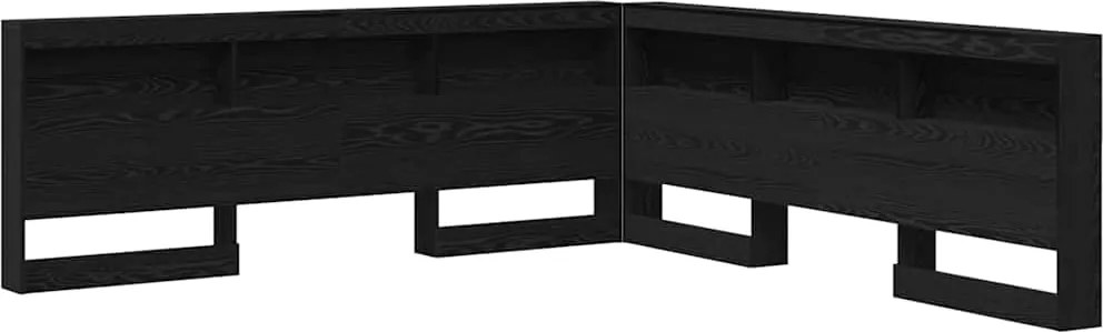 vidaXL Tároló fejtámla polcokkal tárolóval Fekete tölgy 180 cm Faanyag