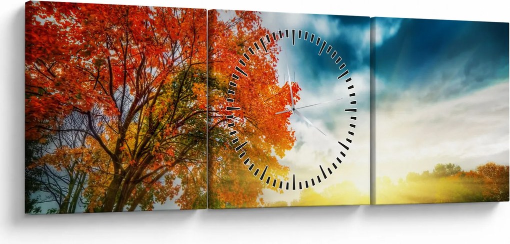 Napsütésben fürdő táj képe (órával) (90x30 cm)