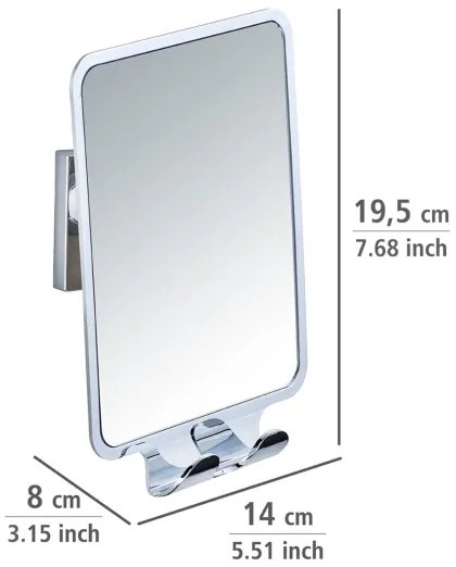 WENKO 22693100 - Kozmetikai tükör VACUUM-LOC QUADRO ED 14x19,5 cm, fényes króm