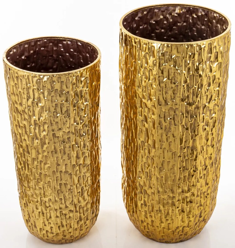 Kaspó 2 db-os szett, arany fém 92x40x40 80x34.5x34.5cm