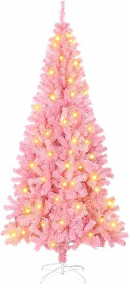 vidaXL Karácsonyfa 300 LED-del állvánnyal Rózsaszín 180 cm PVC