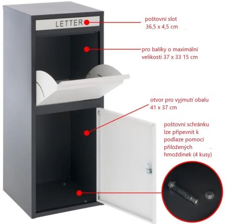 Postaláda csomagokra és levelekre