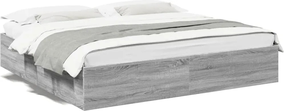 vidaXL sonoma tölgyszínű szerelt fa ágykeret 200 x 200 cm