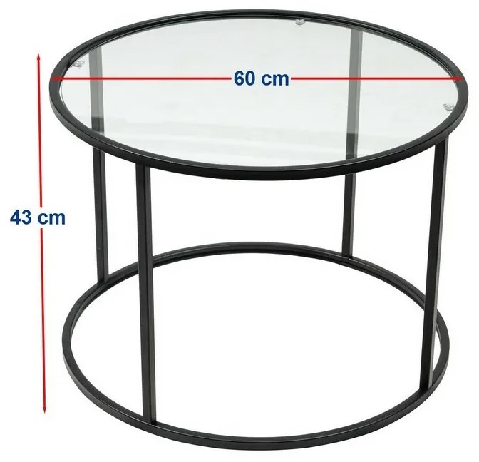 Berlin Black dohányzóasztal, 60 cm