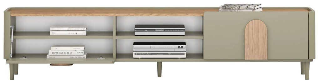 Amilio RTV szekrény 220 cm - eukaliptusz / baltic tölgy / natúr tölgy fogantyú