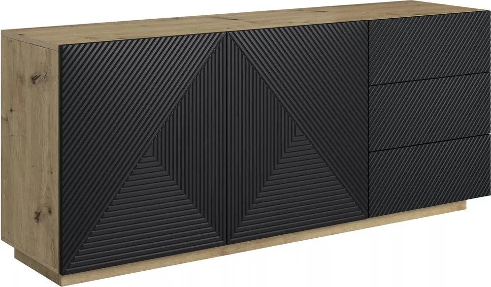 Asha komód 167 cm kétajtós fiókos - artisan / fekete matt