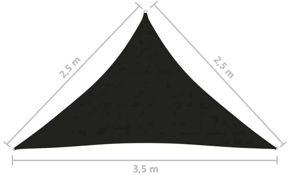 fekete háromszögű oxford-szövet napvitorla 2,5 x 2,5 x 3,5 m