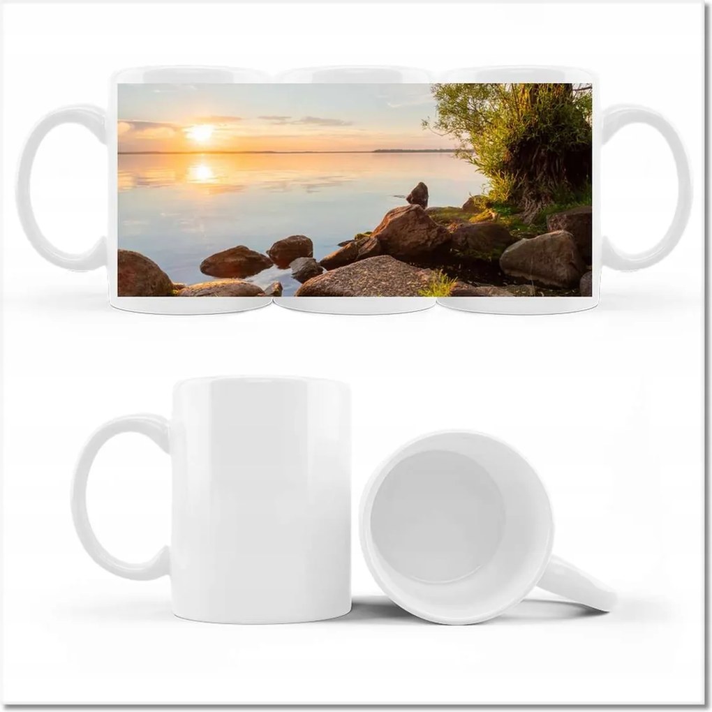 Bögre fényképpel Kövek fák tenger