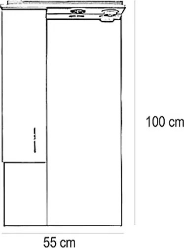 Bianca Plus 55 fürdőszoba bútor felsőszekrény, aida dió színben, jobbos nyitásirány