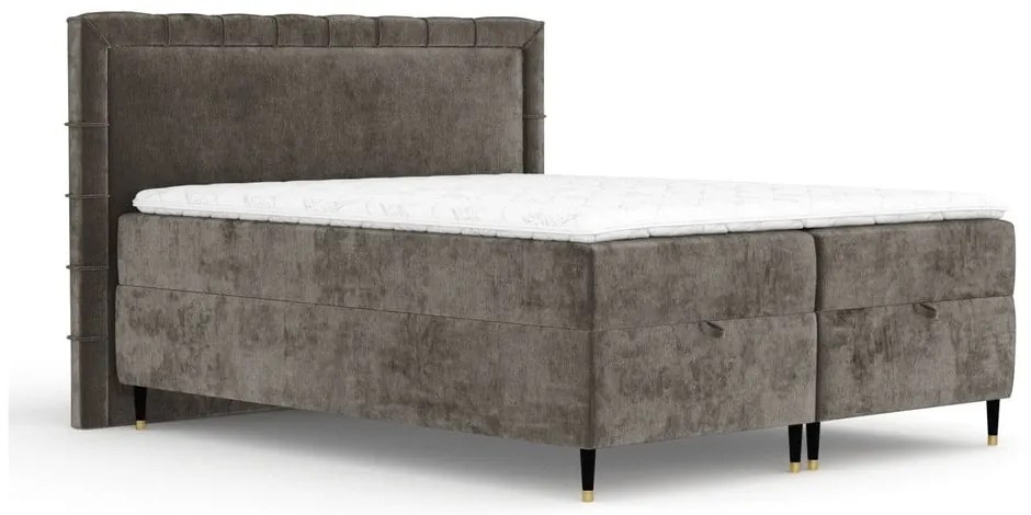 Sötétszürke ágyneműtartós boxspring ágy 180x200 cm Voyage – Maison de Rêve