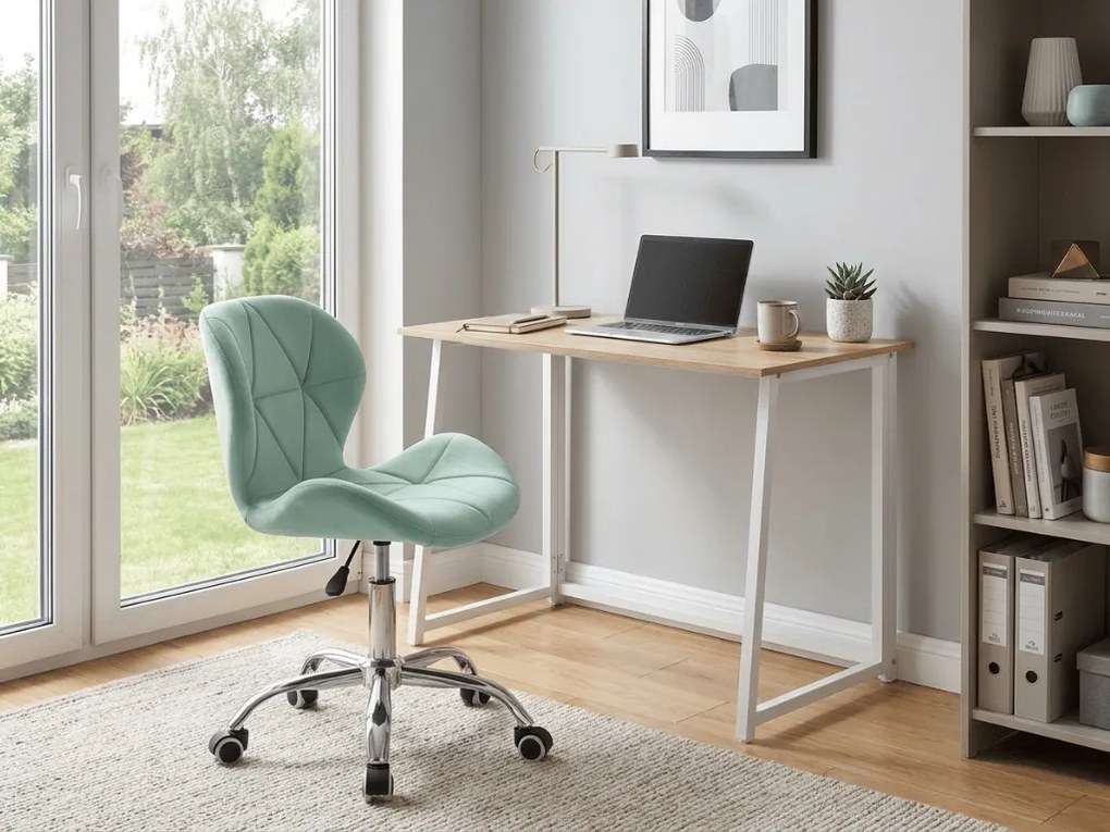 Irodai szett ZARIMO asztal 80x40 cm, fehér/dub sonoma + AVOLA VELVET szék, Mentás