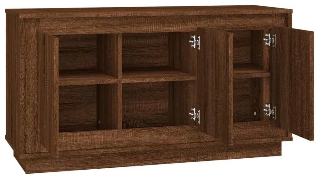 barna tölgyszínű szerelt fa tálalószekrény 102x35x55 cm