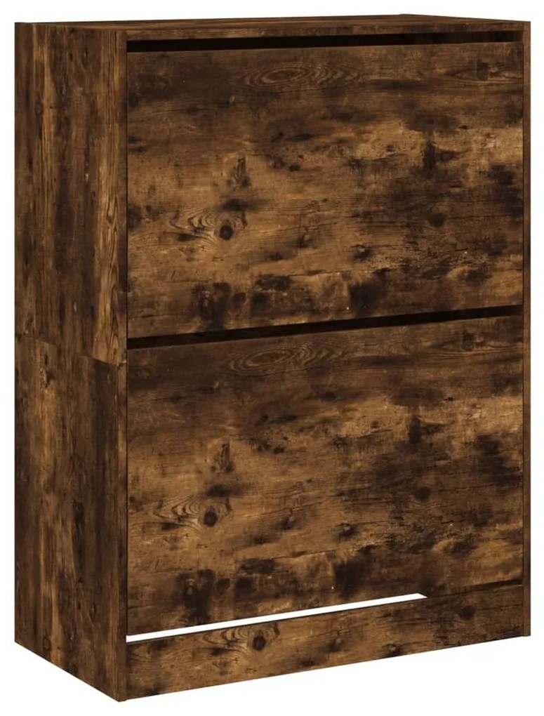 füstös tölgy cipőszekrény 2 kihajtható fiókkal 80x42x108 cm