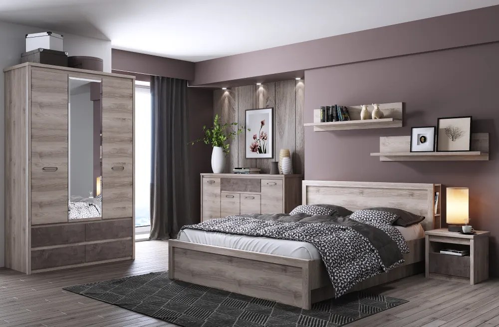 Éjjeliszekrény 1S, nairobi gesztenye/onix, JESI