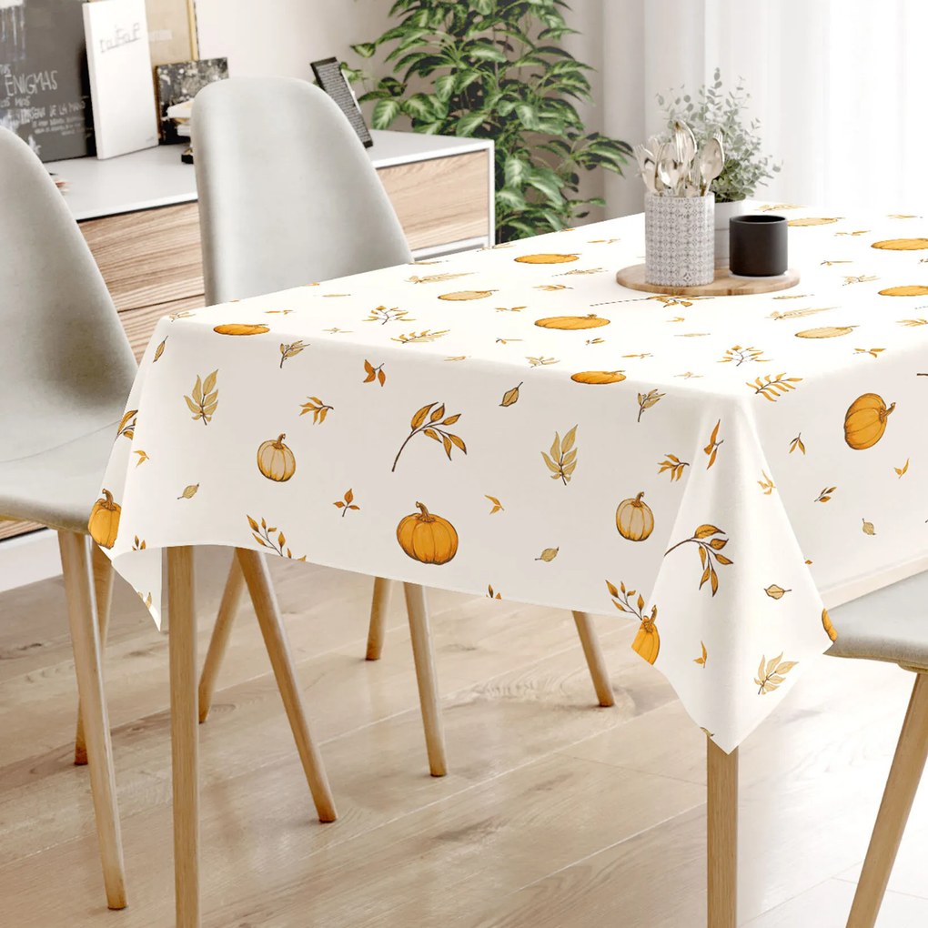 Goldea szögletes terítő 100% pamutvászon - őszi tökök és levelek 100 x 100 cm