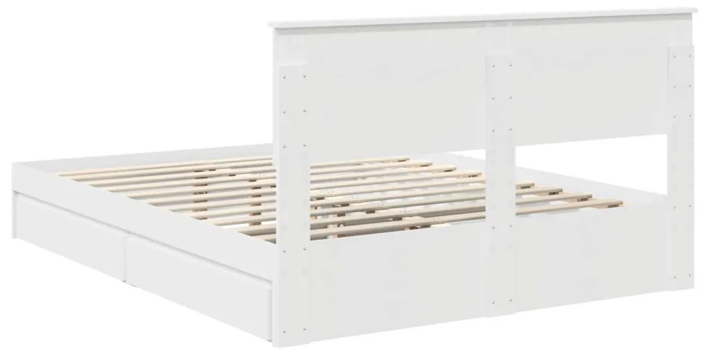 vidaXL Ágykeret fiókkal fejtámlával Fehér 150 x 200 cm Faanyag
