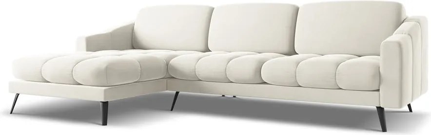 Krémszínű bársony sarokkanapé (bal oldali) Nalu – Makamii