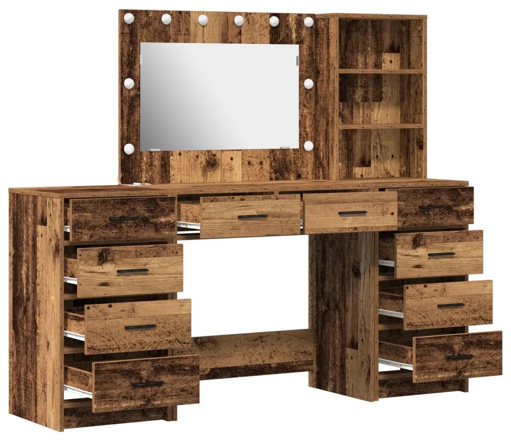 vidaXL Öltözködőasztal fiókkal 3 pcs Barna 40 x 41 x 135 cm Faanyag