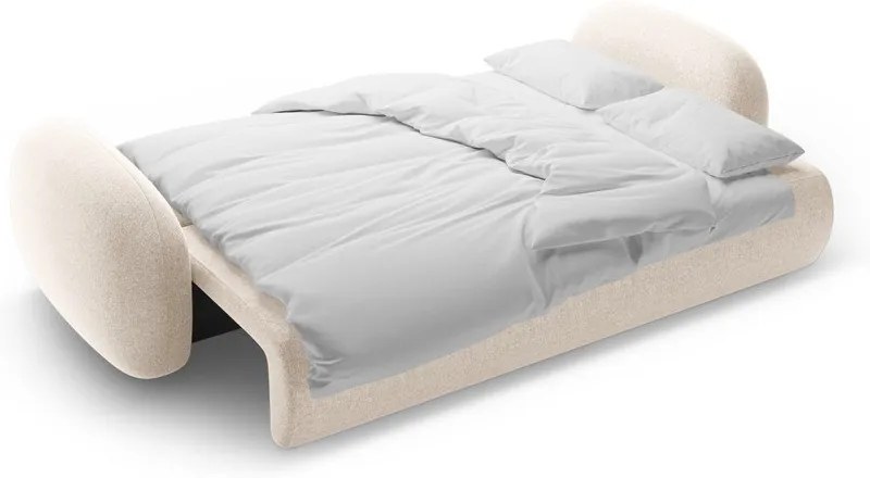 Krémszínű zsenília kinyitható-tárolóhelyes kanapé 262 cm Tonale – Cosmopolitan Design