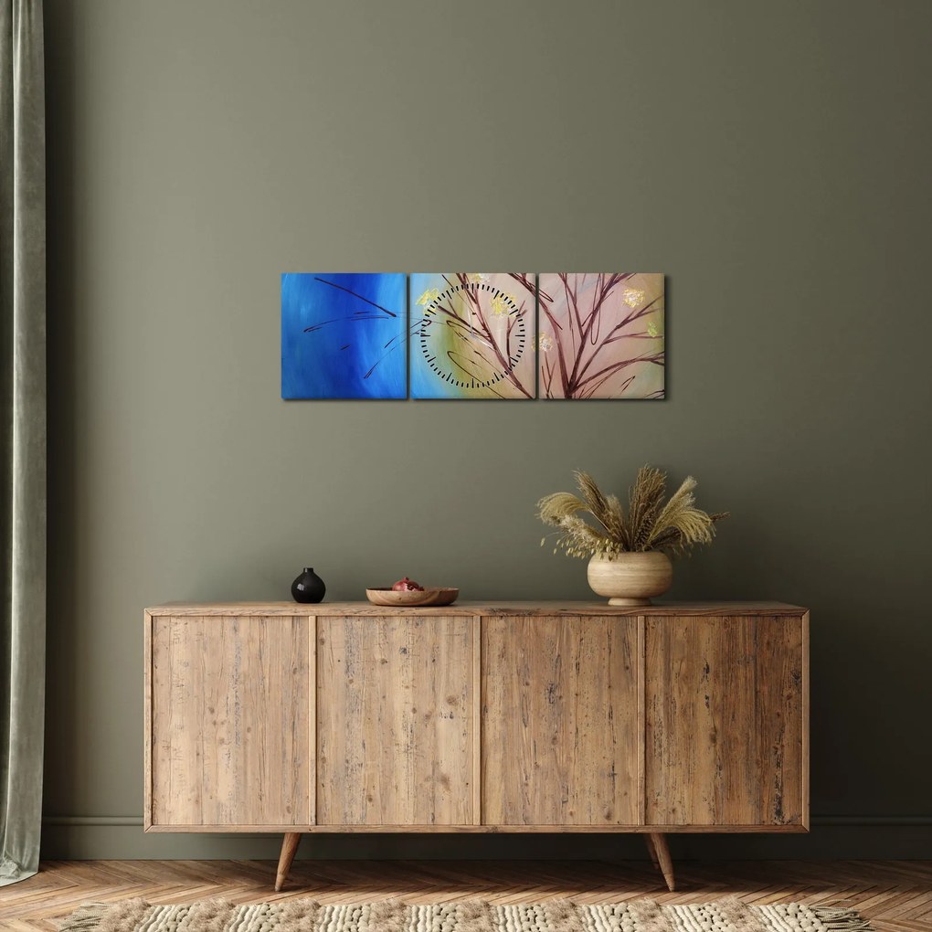 Kép - Napot eltakaró fa (órával) (90x30 cm)