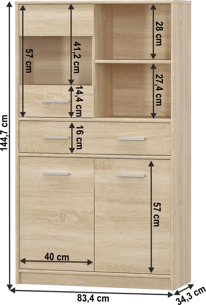 Vitrin 2D1W1S/80, sonoma tölgyfa, TEYO