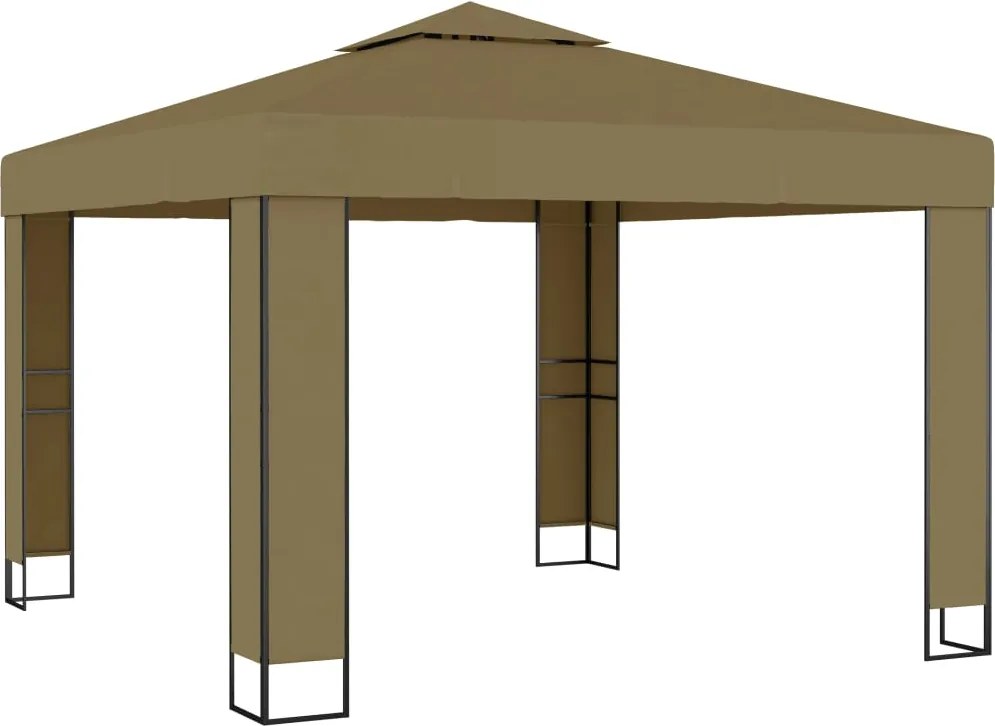 vidaXL tópszínű dupla tetős pavilon 3 x 3 x 2,7 m 180 g/m²