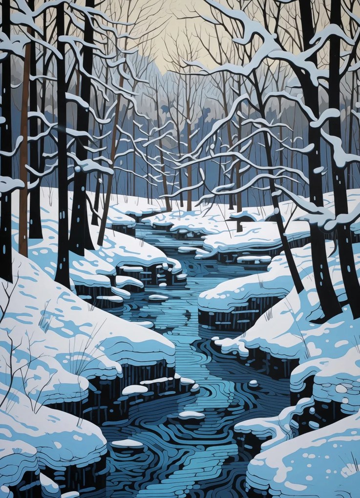 Poszter 13x18cm Folyó a téli időszakban