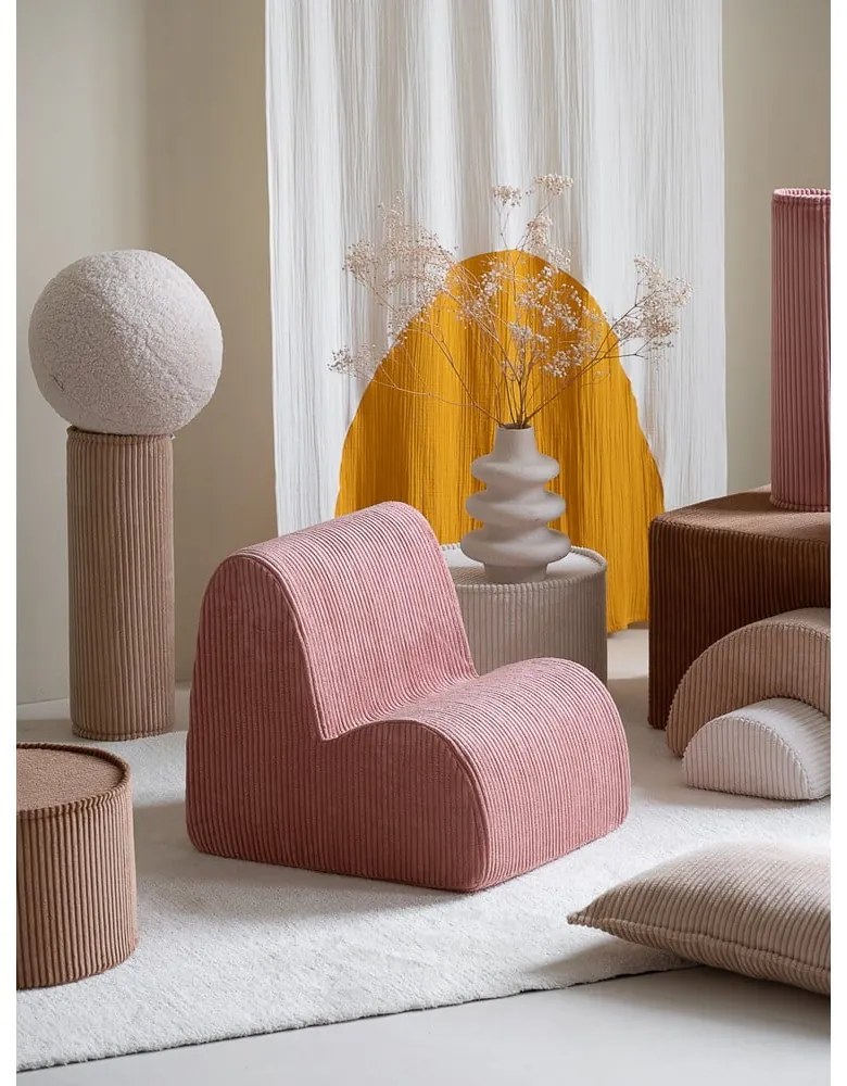 Rózsaszín kordbársony gyerek fotel Cloud – Wigiwama