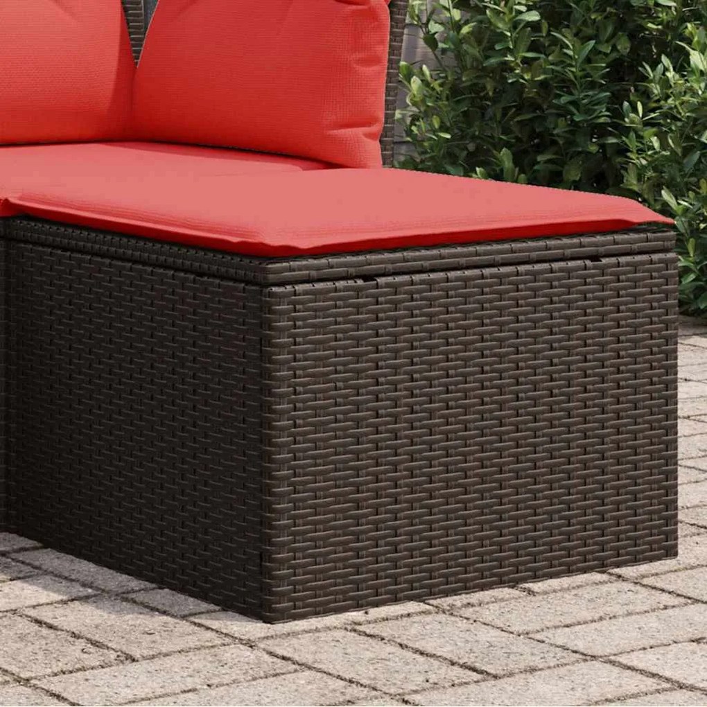 barna polyrattan kerti ülőke párnával 55 x 55 x 37 cm