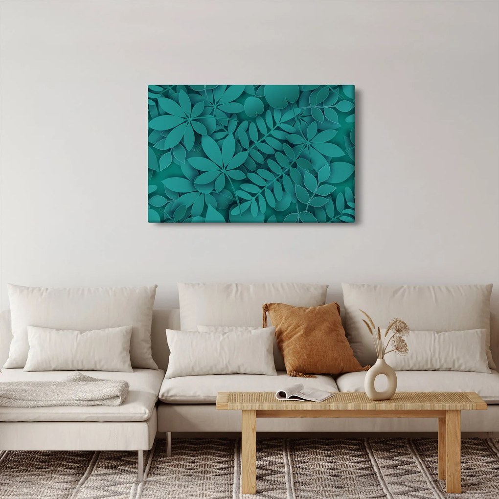 Kép - Türkiz levelek (90x60 cm)