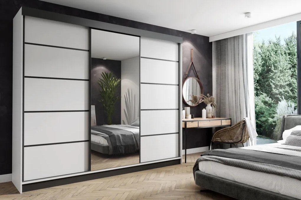 Amo 250 Tolóajtós Szekrény 250cm, Fehér