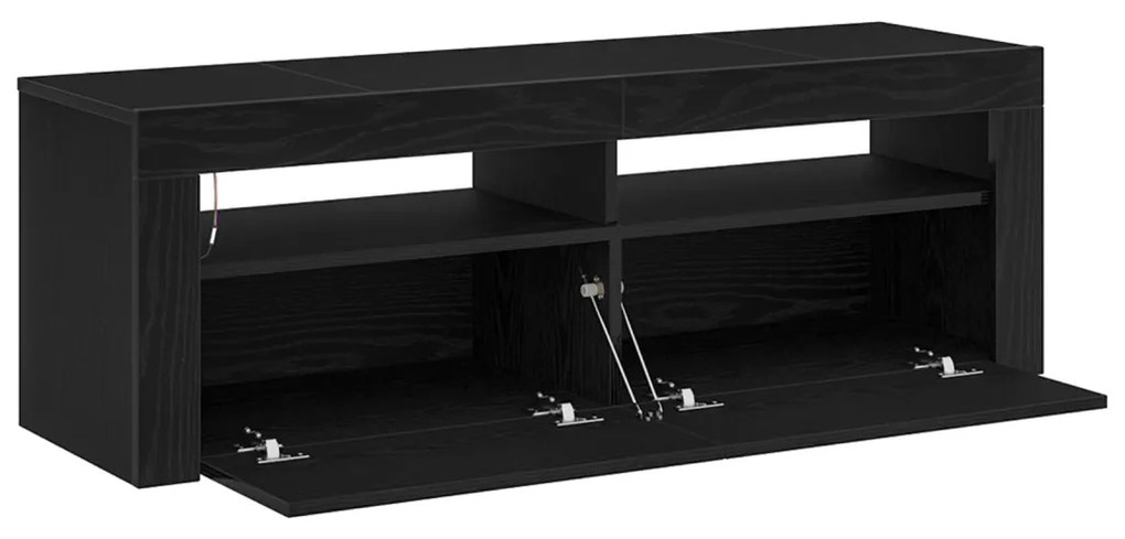 TV Szekrény LED világítással Fekete Tölgy 120x35x40 cm Szerelt Fa