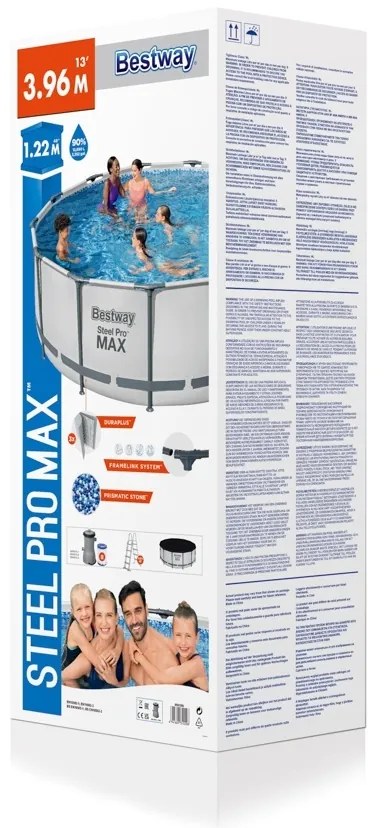 Bestway Steel Pro MAX föld feletti medence, szürke, átmérő 396 cm, magas 122 cm