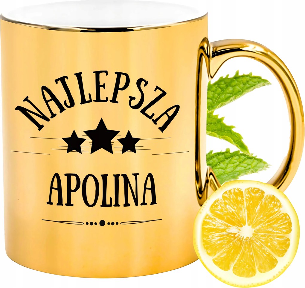 Prémium Arany Csillogó Bögre Apolina Ajándék Nyomtatott Fotóval