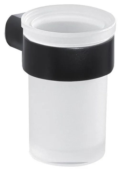 Gedy - Falra szerelhető fogkefe tartó PIRENEI lágy üveg/fekete