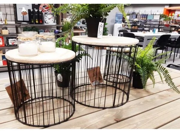 3 db virágtartó állvány készlet, átm. 19/23/28 cm, fekete/beige