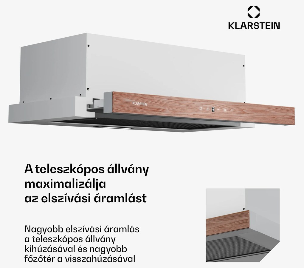 Klarstein ZenFusion páraelszívó, légáram 400 m³/h, EEK A, elszívás/visszavezetés, 3 szint, csendes