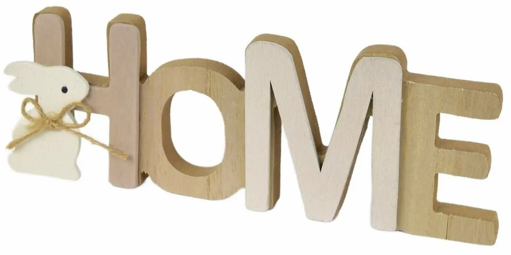 Fa HOME felirat nyuszival, 21,5 x 7,5 x 3 cm