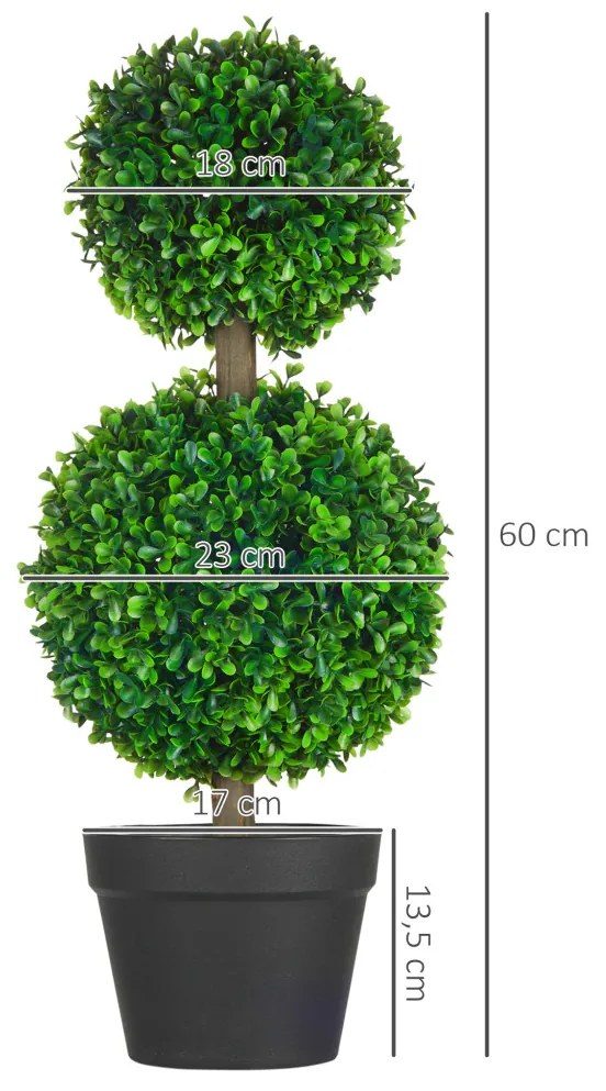 Műnövény szett, 2 db buxus, cserépben 60cm magas