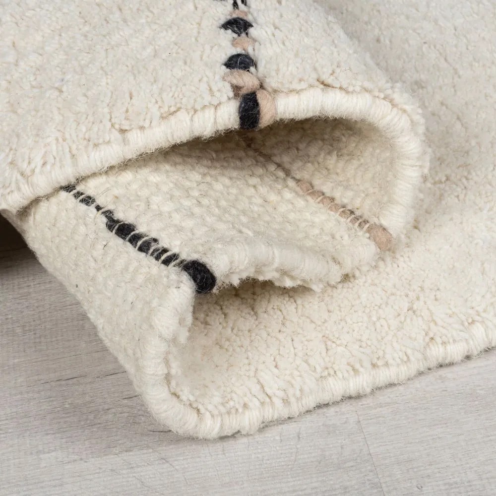 Krémszínű kézi szövésű gyapjú szőnyeg 160x230 cm Dottie Linear – Flair Rugs