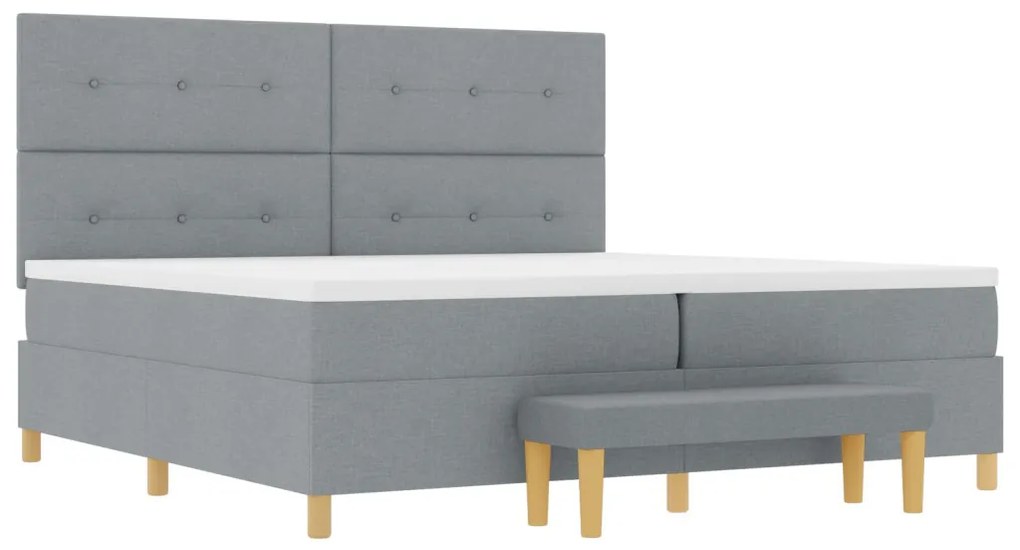 Boxspring Ágy Mattal & Pad Light Grey 200x200 cm Szövet