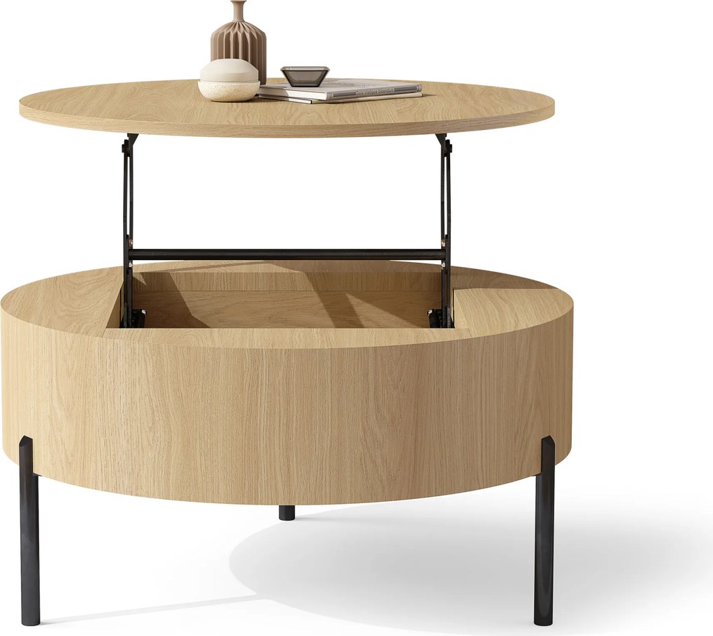 Mazzoni FRIDA Oasis Tölgy – MODERN DOHÁNYZÓASZTAL FELHAJTHATÓ LAPPAL ÉS TÁROLÓVAL