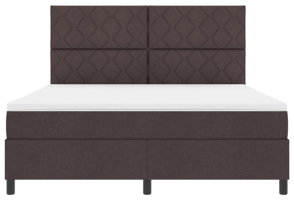 Rugós ágy matraccal és LED - sötétbarna - 180 x 200 cm szövet.