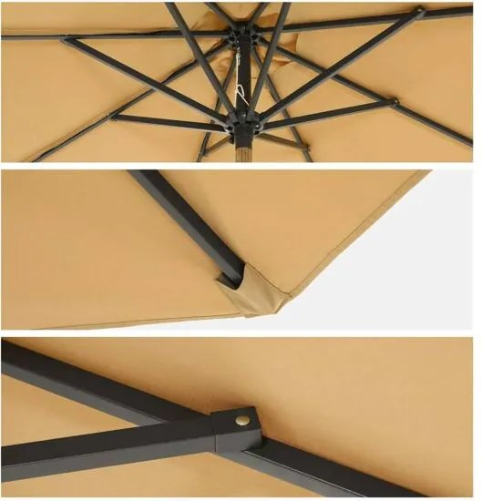 Kerti napernyő, upf 50+, napernyő, 30°-ban dönthető, 3 m, taupe