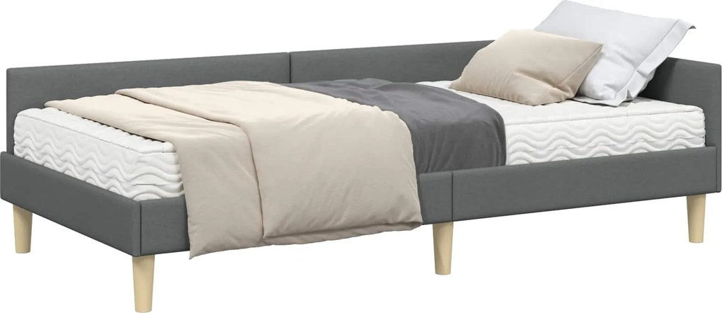 vidaXL Sarok Ágykeret Matraccal matracmal 2 pcs Szürke szövet