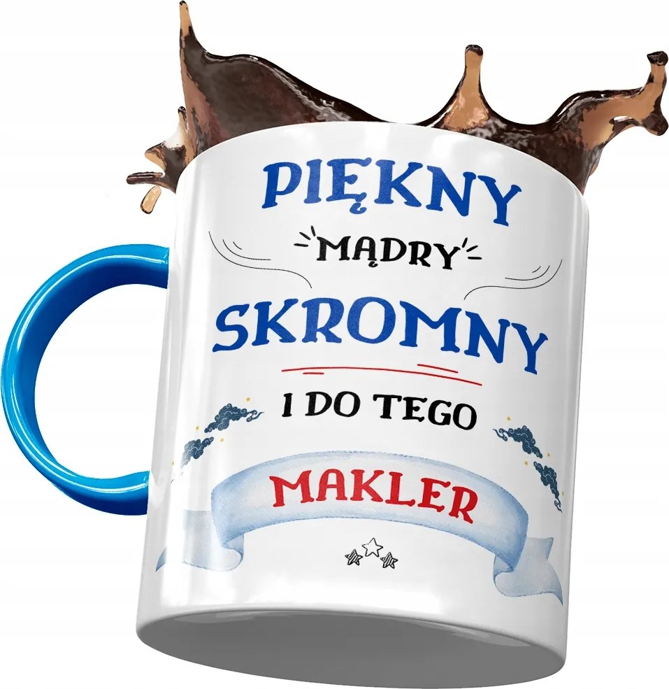 Kék Bögre Brókernek Gyönyörű Okos Szerény Nyomtatott Fotóval